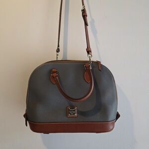 Dooney & Bourke Gray and Brown Pebble Leather Satchel
